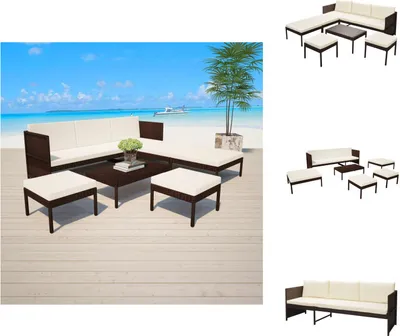 Image de vidaXL Ensemble de salon de jardin 6 pièces avec coussins Poly rotin brun - Ensemble de meubles de jardin