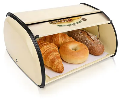 Image de Omgoods - Boîte à pain grande capacité - Boîte à pain vintage - Récipient métallique pour le pain - Boîte de rangement pour pâtisseries - 34x23x14,5 cm - Rangement alimentaire