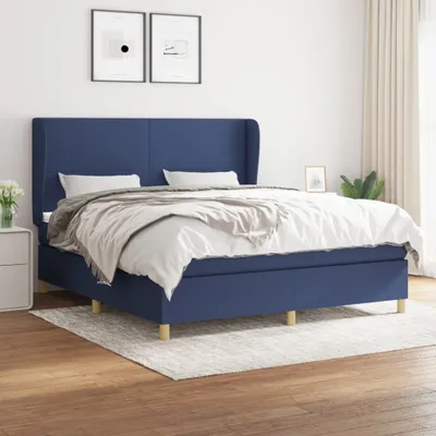 Produktbild von The Living Store Boxspringbett mit Matratze Blau 180x200 cm Stoff