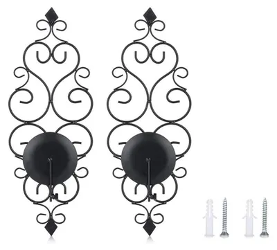 Produktbild von Omgoods – Wandkerzenhalter – Set aus 2 Wandkerzenhaltern – Nachhaltiges Design – Schwarz – Dekorativer Kerzenhalter – Geeignet für jeden Raum – Wandmontage…