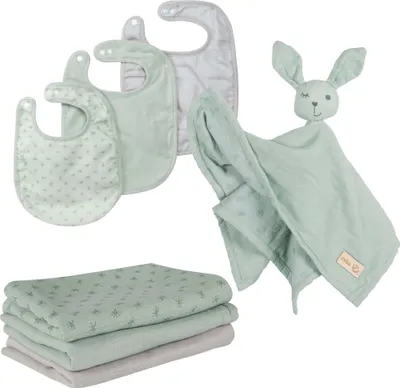 Produktbild von roba organic Geschenkset Baby Essentials 'Lil Planet' frosty green aus Baumwolle, GOTS, nachhaltig