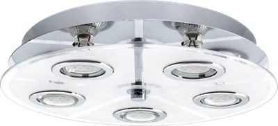 Produktbild von EGLO LED Deckenlampe Cabo, Deckenleuchte, Deckenstrahler aus Edelstahl und satiniertem Glas, Wohnzimmerlampe, Küchenlampe, Flurlampe mit GU10, Ø 35 cm