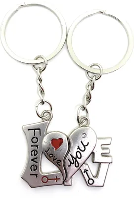 Produktbild von Onwomania Schlüsselanhänger Forever Lover You Partner Liebe Silber Metall Anhänger Charm