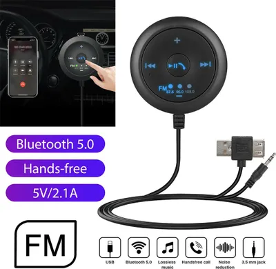 Immagine prodotto di Auto 5.0 Bluetooth-Compatibile Ricevitore Trasmettitore Mp3 Lettore Musicale Vivavoce Chiamata Navigazione Adattatore Nero