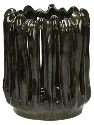 Obrázok produktu pre Pomax, svietnik Terra, keramika, zelená, priemer 20 cm, výška 23 cm