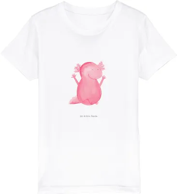 Produktbild von Mr. & Mrs. Panda Kleinkinder T-Shirt Axolotl Hurra 5-6 Jahre (110/116) - Weiß - Geschenk, Fröhlich, Kleinkind, Lurch, Kindershirt, Teenager, Spaß, Kinder Baumwoll