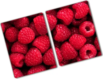 Produktbild von Tulup Glas Herdabdeckplatte - 2x40x52 cm - Glaskeramikkochfeld-Abdeckung Spritzschutz Glasabdeckplatte Kochplattenabdeckung und Schneidebrett - Zweiteilig - Essen & Getränke - Himbeeren - Rot