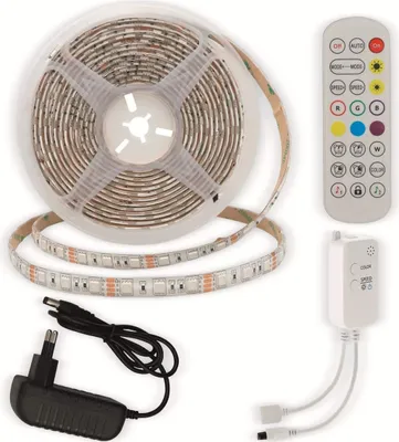 Produktbild von OPTONICA LED-Strip, RGB 4330, 12 V, 60 LEDs, EEK: G, 36 W, 2400 lm, Fernbedienung, App, 5 m, IP54