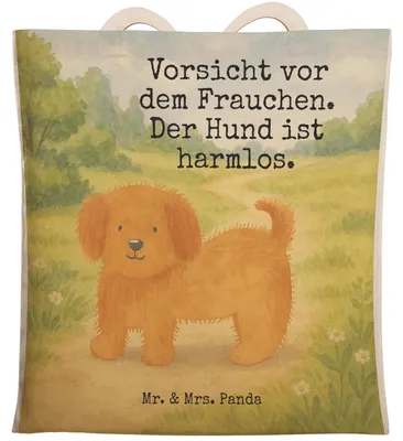 Produktbild von Mr. & Mrs. Panda shopping bag Hund Flauschig Design - Weiß - Geschenk, Große Einkaufstasche, Hundeliebe, Sprüche, Hundemama, Hunde, Tote, Niedlich, Tasche, Beutel
