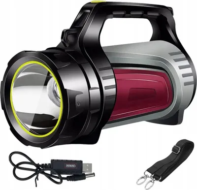 Immagine prodotto di Torcia LED ricaricabile, potente, con funzione di proiettore e power bank
