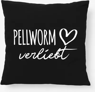 Produktbild von Huuraa Kissen Pellworm verliebt 40x40cm mit Füllung Black Baumwolle Dekokissen Geschenkidee