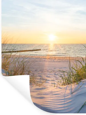 Produktbild von MuchoWow® Wandtattoo Wandsticker Wandaufkleber Strand - Sonne - Düne - Gras - Sand - Horizont 30x40 cm Selbstklebend und Repositionierbar - Sticker - Dekorfolie