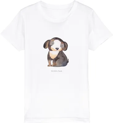Produktbild von Mr. & Mrs. Panda Kleinkinder T-Shirt Hund Entspannen 5-6 Jahre (110/116) - Weiß - Geschenk, Hundeliebe, Kurzarm Kinder, Süß, Teenager, Schwarzer, Bio, Kindershirt, Liebe
