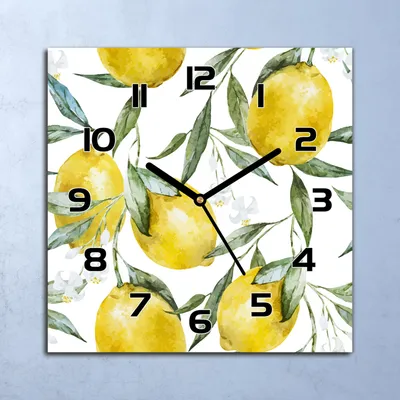 Produktbild von Wanduhr Echt-Glas-Küchenuhr Zitronenfrüchte Quarz Lautlos 30x30 Deko Bilder