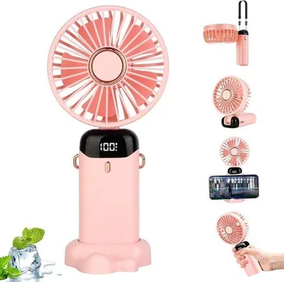 Obrázok produktu pre Ručný ventilátor Mini Fan s 5 rýchlosťami, dobíjateľný, 5000 mAh, USB ventilátor, malý ventilátor