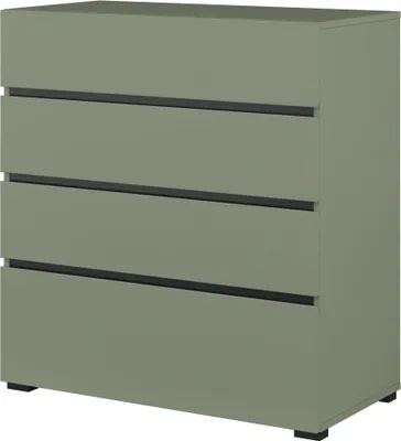 Image de Commode HAVANA – 4 tiroirs – Coloris vert sauge et noir – Style moderne et rangement compact