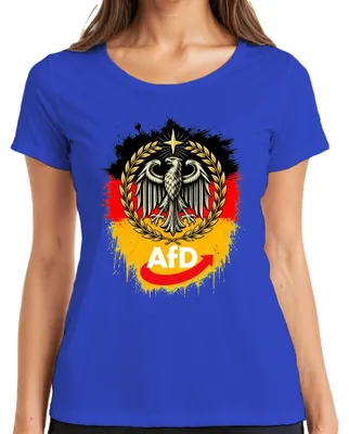 Obrázek produktu pro Tričko s potiskem: "AfD Deutschland Patriot Bundesadler Schwarz", modrá barva, velikost M. (Styl: Sarkastický)