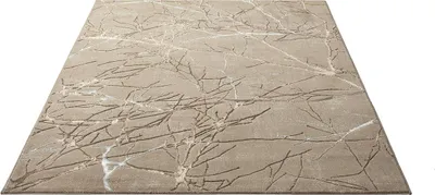 Produktbild von FLOORNOVO Hochflor Teppich Beige Blattmuster - 170 x 120 cm - Besonders Weicher Teppich Wohnzimmer & Badezimmerteppich - Pflegeleicht - vielseitig einsetzbar im Innenbereich