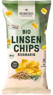 Produktbild von Heimatgut Linsen Chips Rosmarin 75g