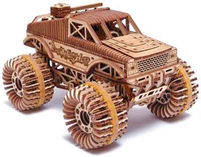 Produktbild von Wood Trick Monster Truck Pickup Auto 3D Holzpuzzle - Fährt bis zu 5,4 m - Modell Truck Kit für Erwachsene und Kinder zu bauen