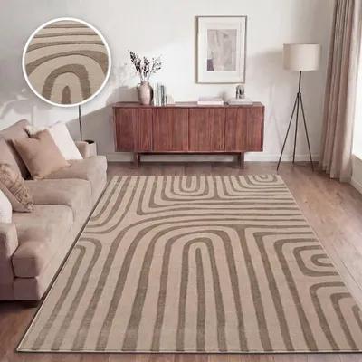 Produktbild von TT Home Wohnzimmer Teppich Esszimmer Kurzflor Boho Design Skandinavisch Abstrakte Optik Unifarben Hoch-Tief-Effekt Modern Größe 160x220 cm