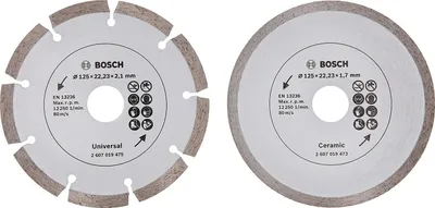 Imagen del producto de Disco de corte diamantado para azulejos y materiales de construcción, diámetro: 125 mm, paquete de 2 unidades