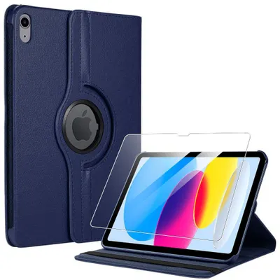 Image de Coque + Verre Trempé pour iPad A16 (11'') / iPad 10 2022 (10,9'') Protection Rotative 360° - Bleu Marine