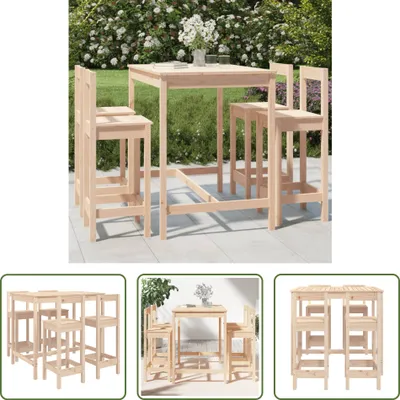 Produktbild von The Living Store 5-tlg. Gartenbar-Set Massivholz Kiefer