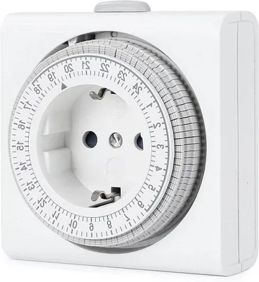 Productafbeelding van Automatische tijdschakelaar - Analoge klok - 96 tijdsegmenten - Schakelinterval van 15 minuten - Dagfunctie - Veiligheid - Kandelaar