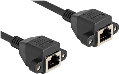 Produktbild von Delock - Netzwerkverlängerungskabel - RJ-50 (W) schraubbar zu RJ-50 (W) schraubbar - 1 m - S/FTP - Schwarz