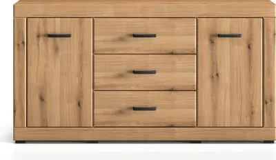 Produktbild von Wohnzimmer Sideboard, 160 cm breit, in Eiche, 2 Türen, 3 Schubladen - DAKAR-131
