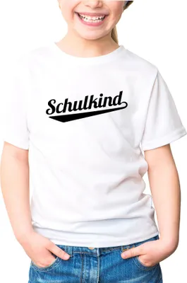Produktbild von Kinder T-Shirt Mädchen Aufdruck Schulkind Geschenk zur Einschulung Schulanfang Moonworks® weiß 122-128 (7-8 Jahre)