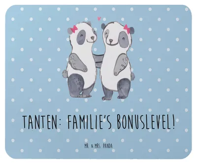 Produktbild von Mr. & Mrs. Panda Mousepad Tante Bonuslevel - Blau Pastell - Geschenk, computer, Mouse Pad, Lustig, mauspad pc, laptop, Liebe, persönliche Erinnerungen, Anekdoten, Neffe