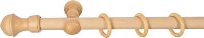 Produktbild von SN Deco - Stilgarnitur Gardinenstange Vorhangstange Ares, Holz, Klassikträger offen, 28 mm, 1-Lauf, Komplettset mit Ringen, Farbe Natur, 240 cm (2x120 cm)