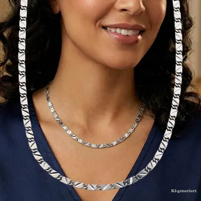 Produktbild von Halskette Collier echt Silber 925  rhodiniert 42 cm