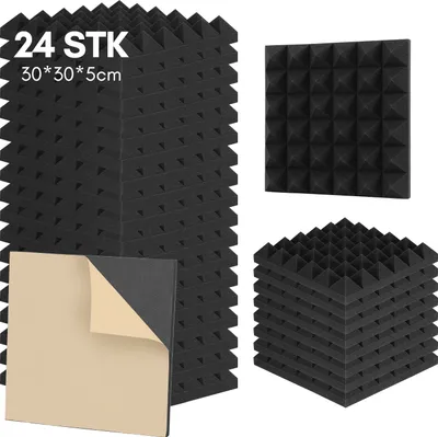 Obrázek produktu pro Yakimz Pyramid Foam - SAMOLEPÍCÍ (30x30x 5 cm) Samolepicí akustická pěna - zvukově izolační rohože pro účinnou zvukovou izolaci