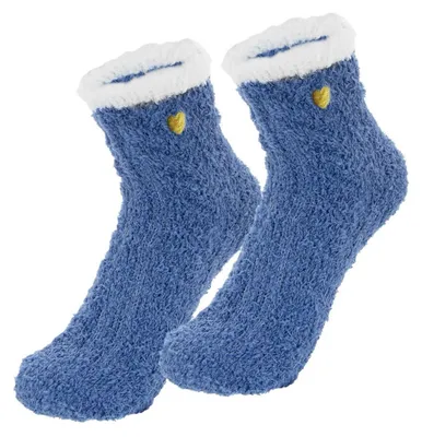 Produktbild von Kuschelsocken Damen Wintersocken Warm Flauschig Blau Einheitsgröße 35-38