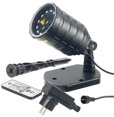 Produktbild von Lunartec Sternenprojektor: Laser-Projektor mit 12 LEDs, 8 Licht-Effekte, Timer, Fernbed., IP65 (Weihnachtslaser, Laserstrahler, Weihnachtsbeleuchtung außen)
