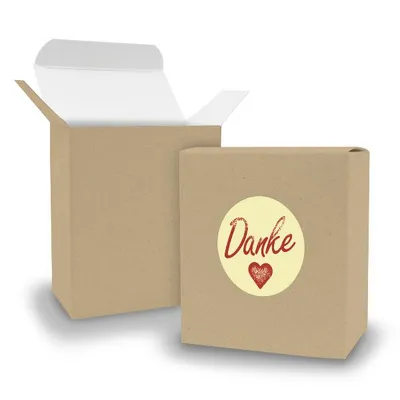 Produktbild von SET DANKE (Motiv1) 24xFaltschachtel Quader BRAUN + Sticker