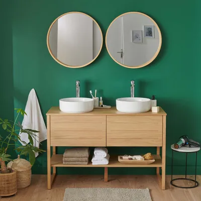 Image de Meuble sous vasque ATOLL 120cm+ vasque blanche +miroir