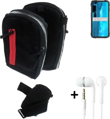 Produktbild von K-S-Trade Outdoor Gürteltasche Holster Umhängetasche + Kopfhörer kompatibel mit Cubot KingKong 7 schwarz Handy Tasche Case travelbag Schutzhülle