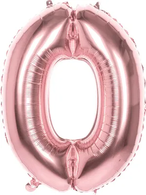 Produktbild von XL Folienballons Zahl 86 cm groß - Rose Gold - Luft oder Helium Luftballons Zahl 0 - Folienballon 86 cm