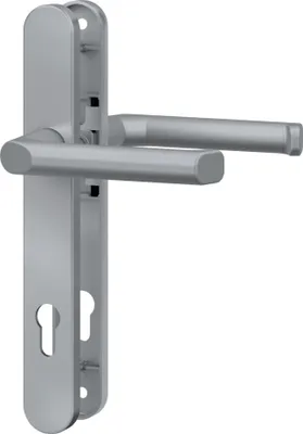 Produktbild von BASI - Schmalrahmen-Drücker-Garnitur - rund - Alu Edelstahlfarben - Lochung: PZ - 92/8 mm - 7830-0107