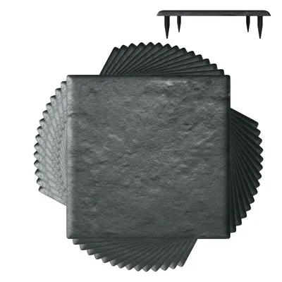 Obrázek produktu pro COSTWAY, sada 16 dlaždic 39,5 x 39,5 cm s kotvícími kolíky, dekorativní dlažební kostky, dlaždice odolné proti povětrnostním vlivům, zahradní dekorace, šedá