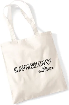 Produktbild von Huuraa Jutebeutel Klassenlehrerin mit Herz 10 Liter Natural Baumwolle Tasche Geschenkidee