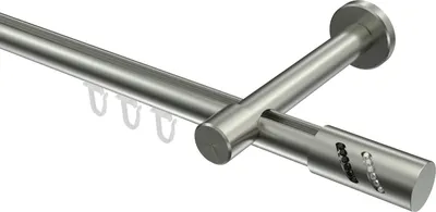 Produktbild von Interdeco Innenlaufstange / Gardinenstange mit Innenlauf Edelstahl-Optik, Typ Prestige Zoena (Glitzerzylinder), 20 mm Ø 1-läufig, 180 cm