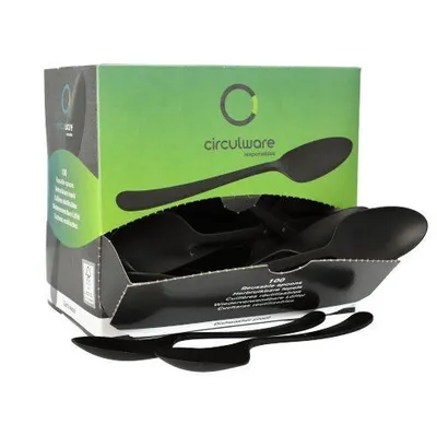 Produktbild von 600 Löffel (Mehrweg), -PP 19,7 cm schwarz, extra stabil, in Spenderbox