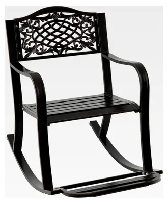 Produktbild von Schaukelstuhl mit Fußstütze aus Aluminiumguss für Garten, Terrasse und Balkon