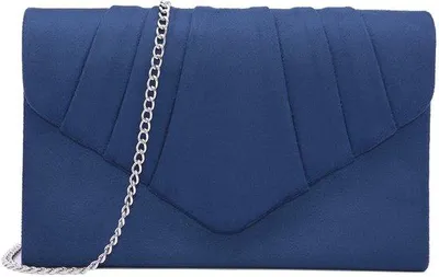 Immagine prodotto di Elegante pochette a tracolla in pelle scamosciata blu