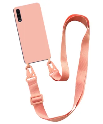 Produktbild von Smartphonica Case mit breiter Kordel für Samsung Galaxy A30s Silikonrückwand mit weicher Innenseite - Lachs